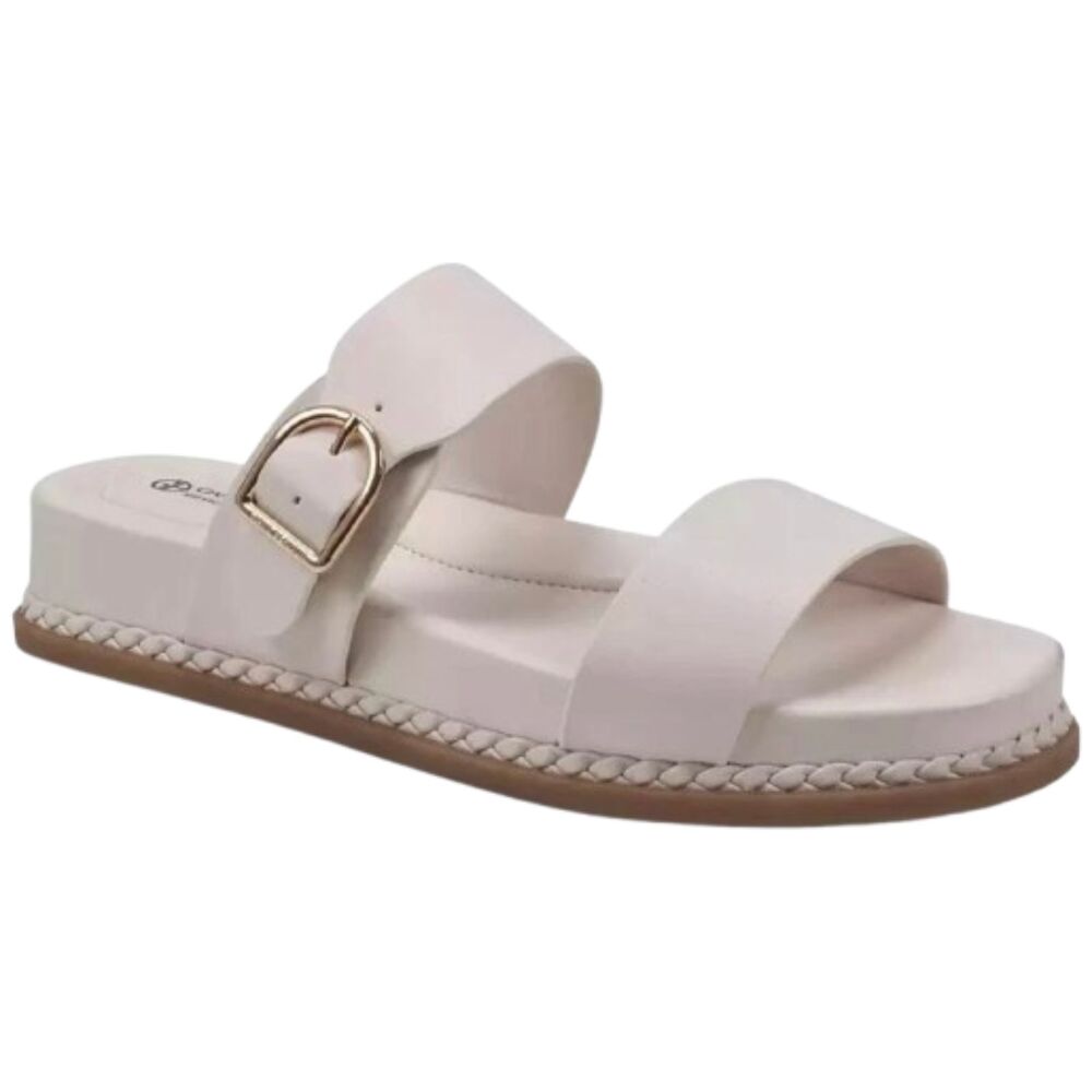 Giani Bernini Gianaa NWT Memory Foam Double Band Slip White Sandals Size 9M